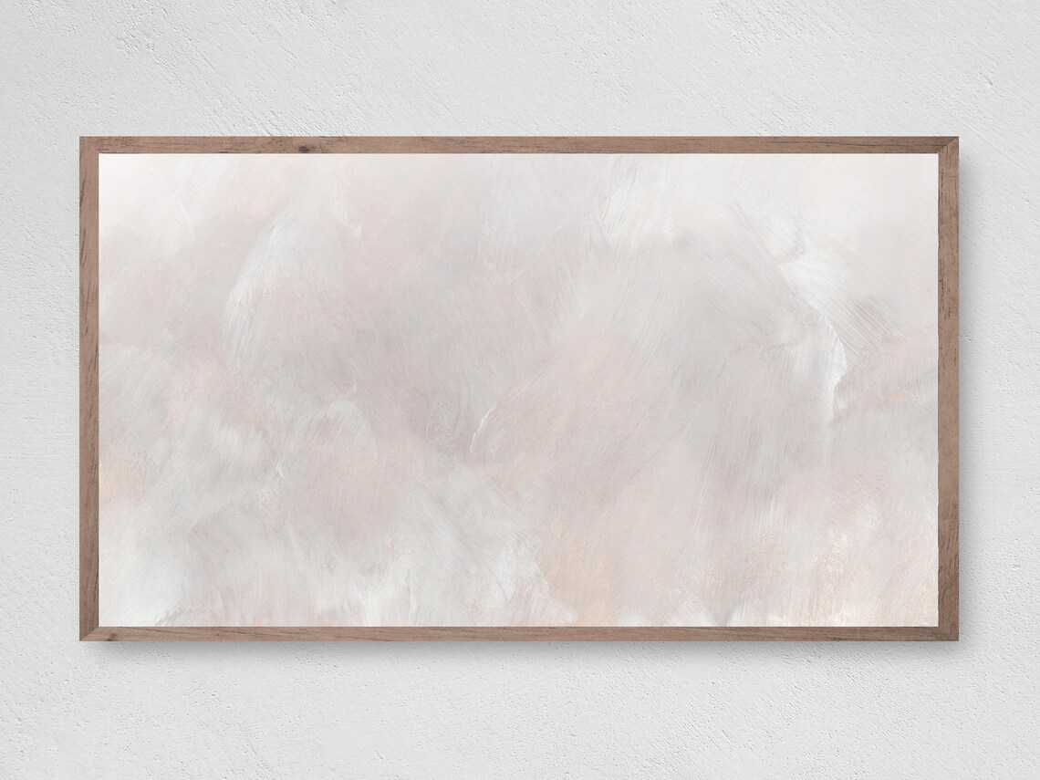 Abstract Morning Air Blush Pink White Feathered Brushstroke Art Poster