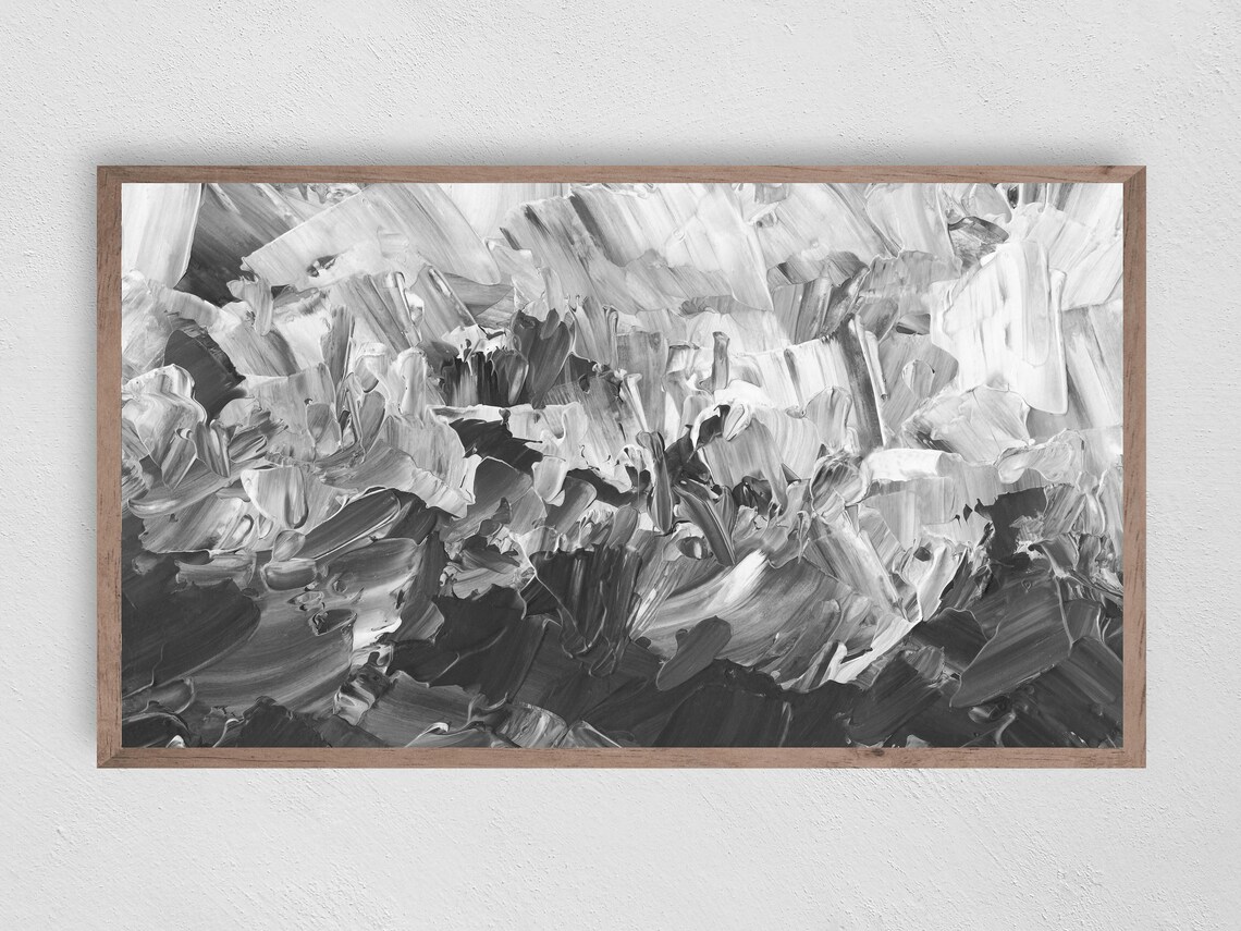 Gray Abstract Art for TV Frame, Modern Decor