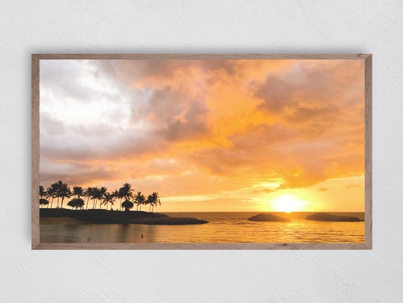 Frame Tv Art Hawaiian Ocean Sunset Instant Art Tv For Frame Hawaiian Decor