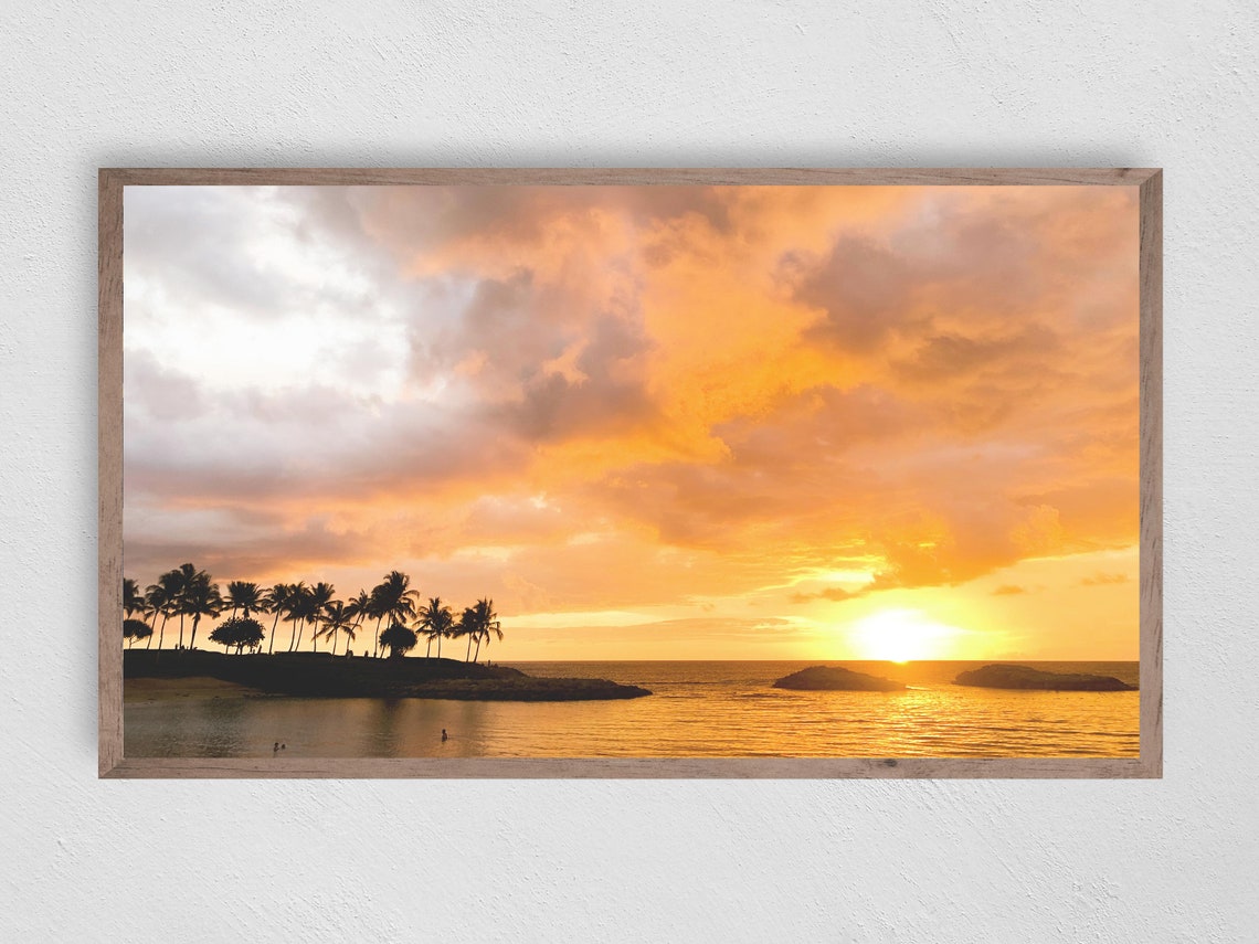 Frame Tv Art Hawaiian Ocean Sunset Instant Art Tv For Frame Hawaiian Decor