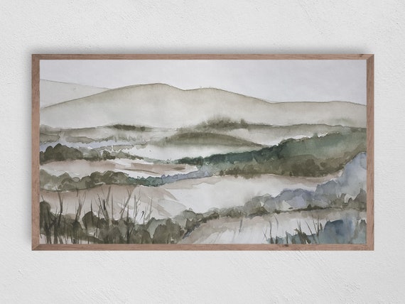 Serenity Mountains Abstract Art Print, Modern Decor