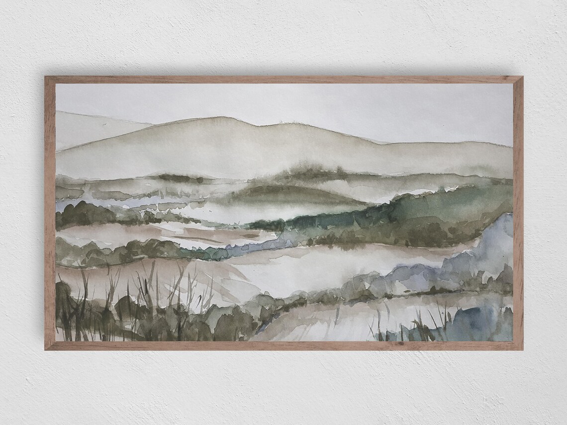 Serenity Mountains Abstract Art Print, Modern Decor