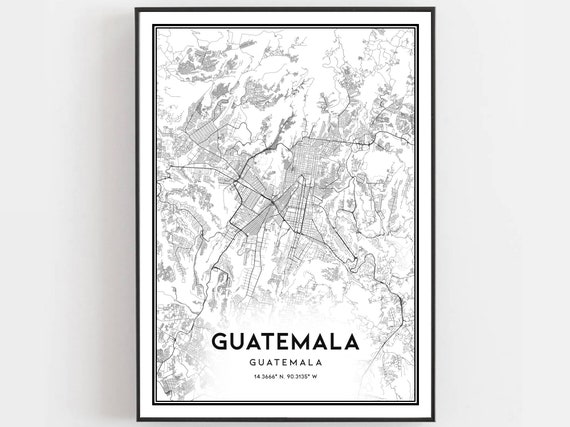 Guatemala Map Print Poster Wall Art City Street Decor Road Gift