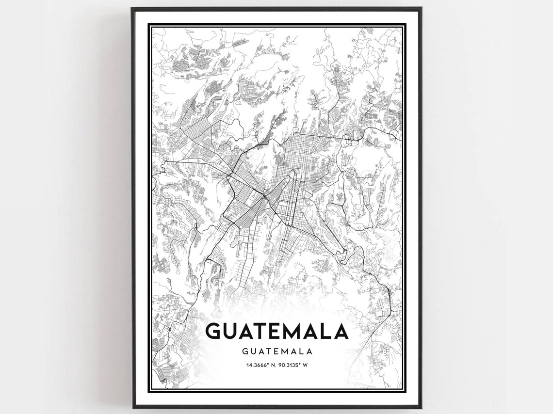 Guatemala City Guatemala Minimalist Urban Street Map Line Art Poster