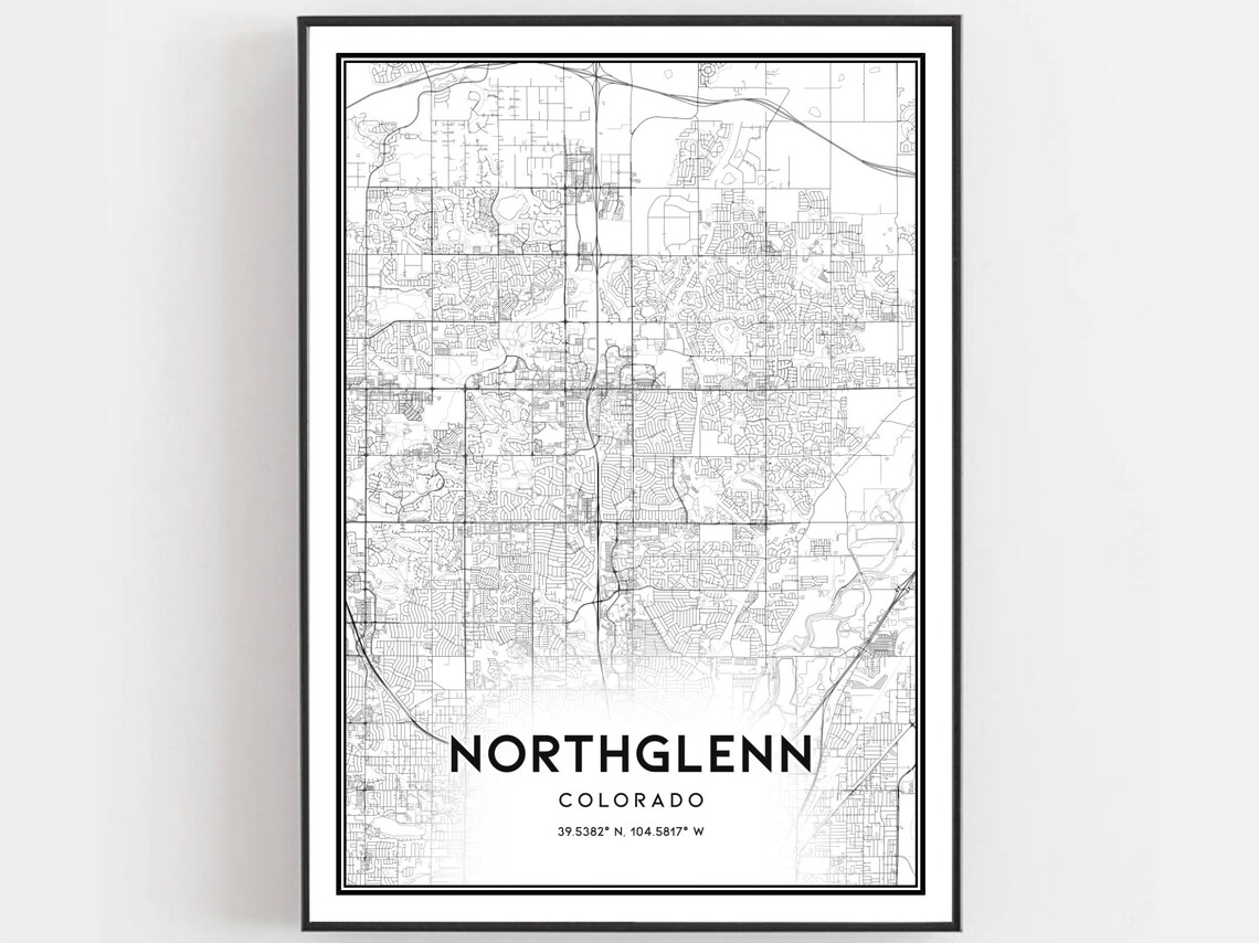 Northglenn Colorado Minimalist Monochrome Street Map Art Poster