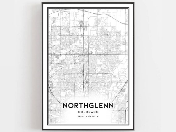 Northglenn Map Print Poster Wall Art Co City Colorado Street Decor Road Gift
