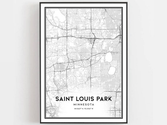Saint Louis Park Map Print Poster Wall Art Mn City Minnesota Street Decor Road Gift B1419