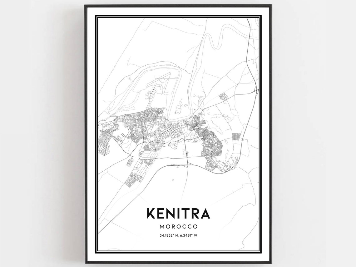 Kenitra Morocco Minimalist City Street Map Urban Line Art Poster