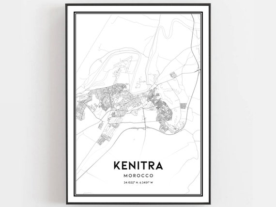 Kenitra Map Print Poster Wall Art City Street Decor Road Gift B1611