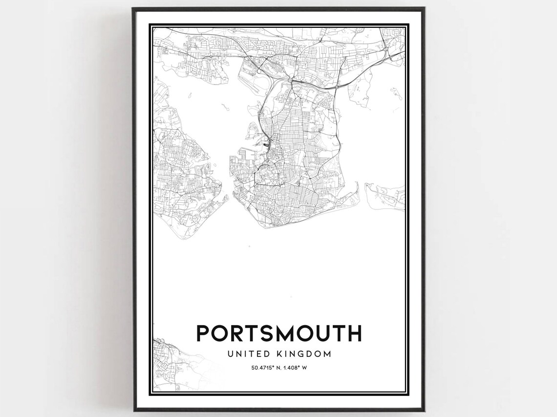 Portsmouth United Kingdom City Street Map Poster Minimalist Art