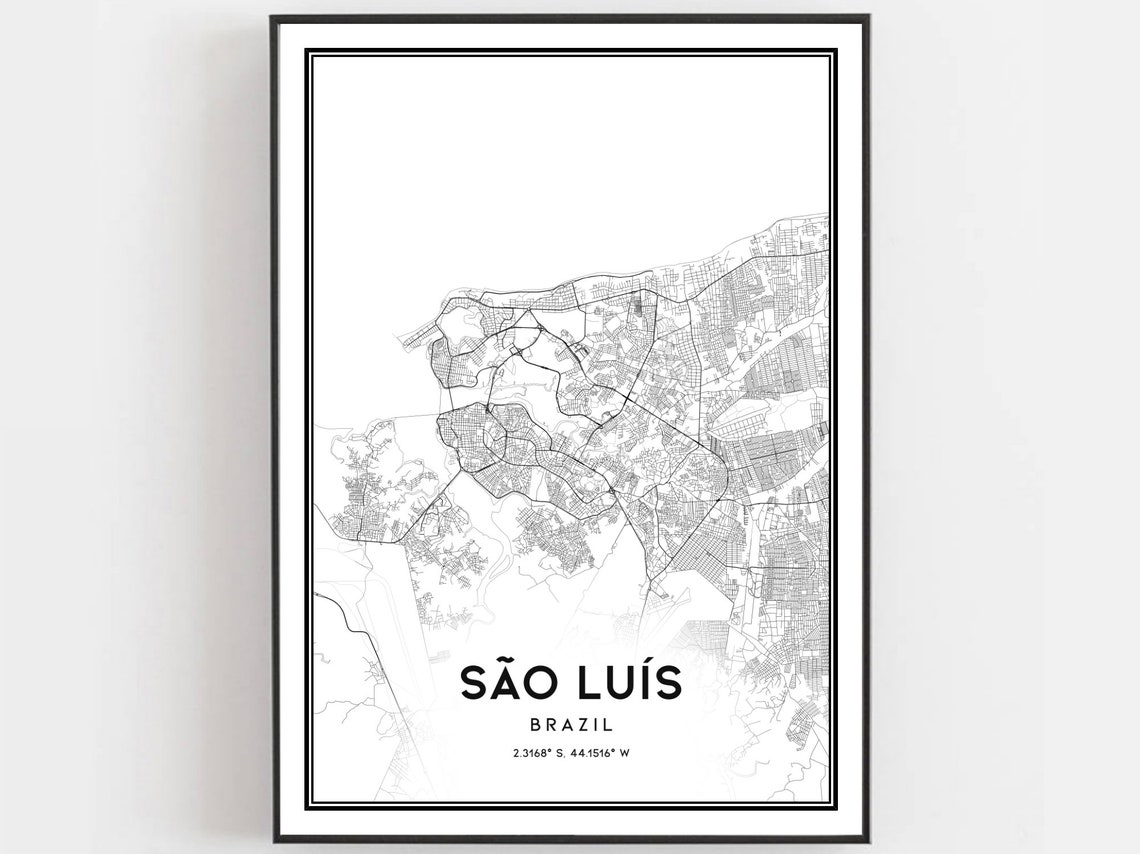 São Luís Brazil Minimalist City Street Map Line Art Decor Poster