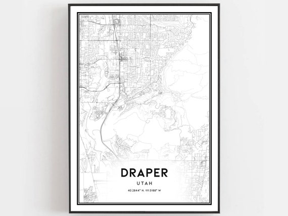 Draper Map Poster, Utah Street Decor Gift