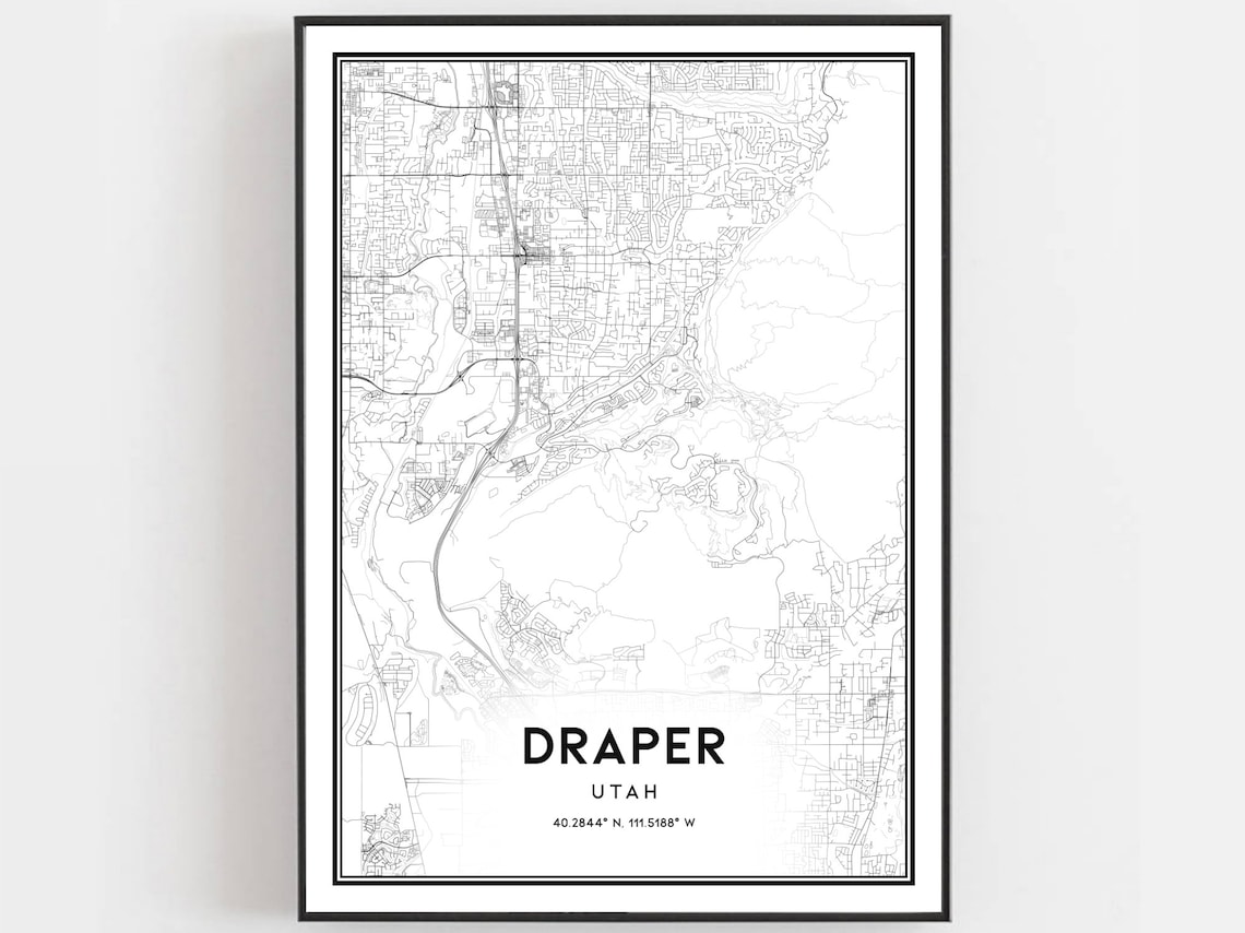 Draper Map Poster, Utah Street Decor Gift
