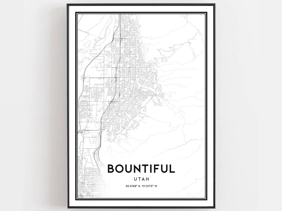 Bountiful Utah Minimalist City Street Map With Coordinates Poster