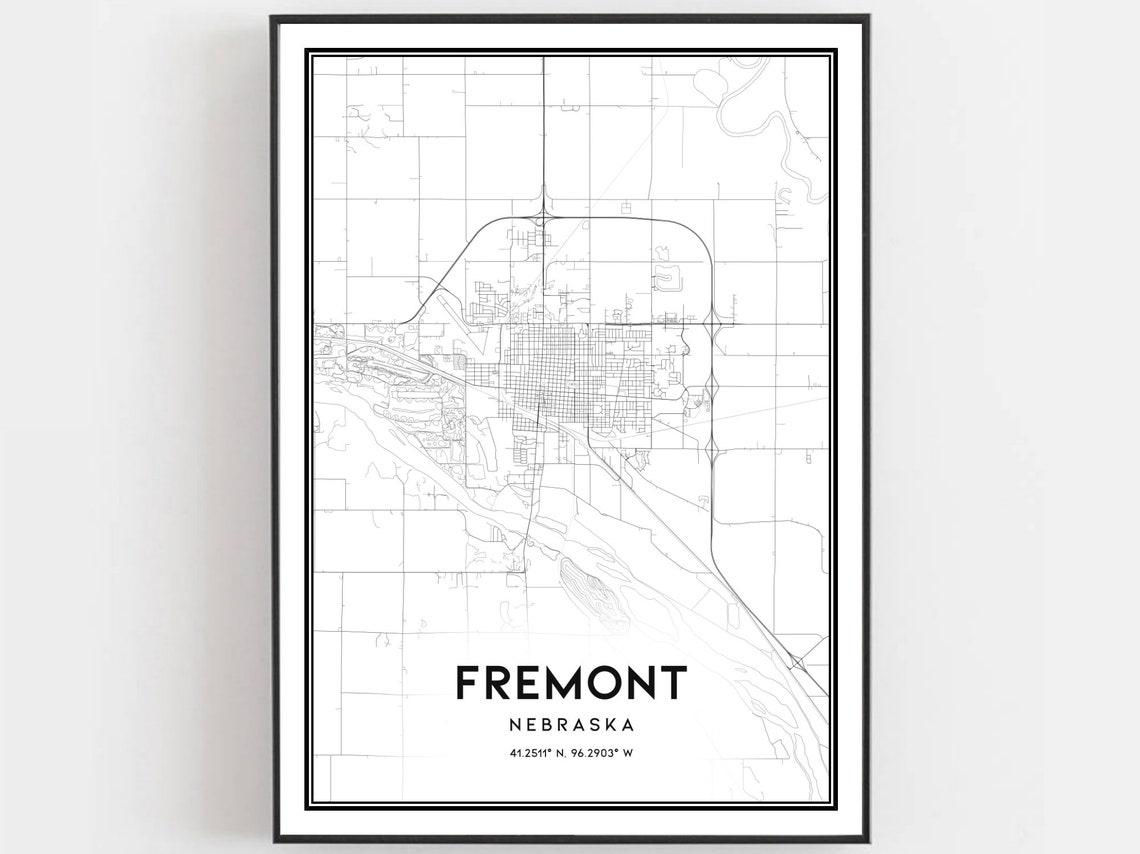 Fremont Nebraska City Minimalist Street Map Coordinates Poster