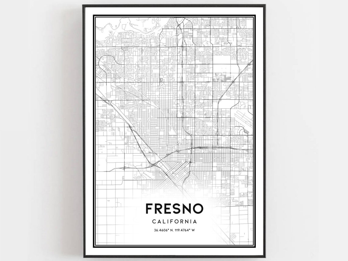 Fresno Map Poster, City Street Decor