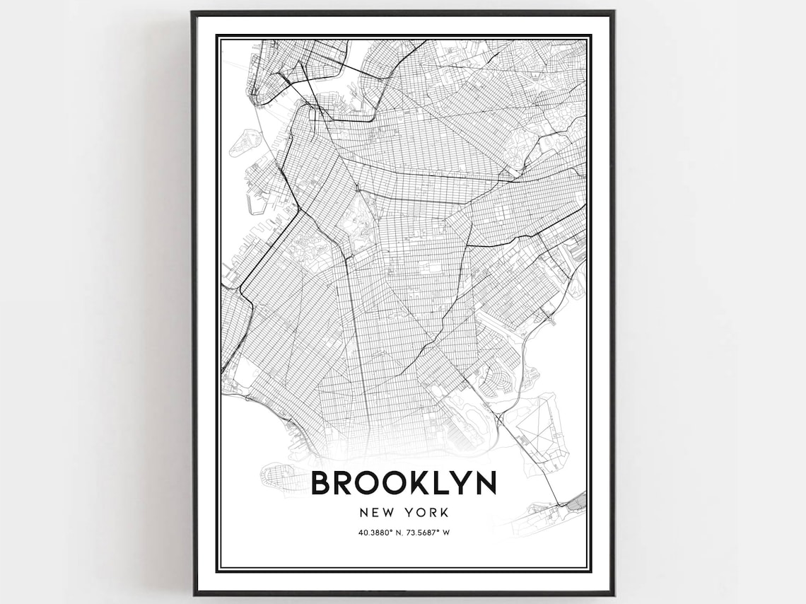Brooklyn Map Print Poster, New York Travel Decor