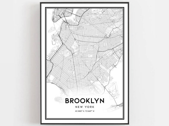 Brooklyn Map Print Poster, New York Travel Decor