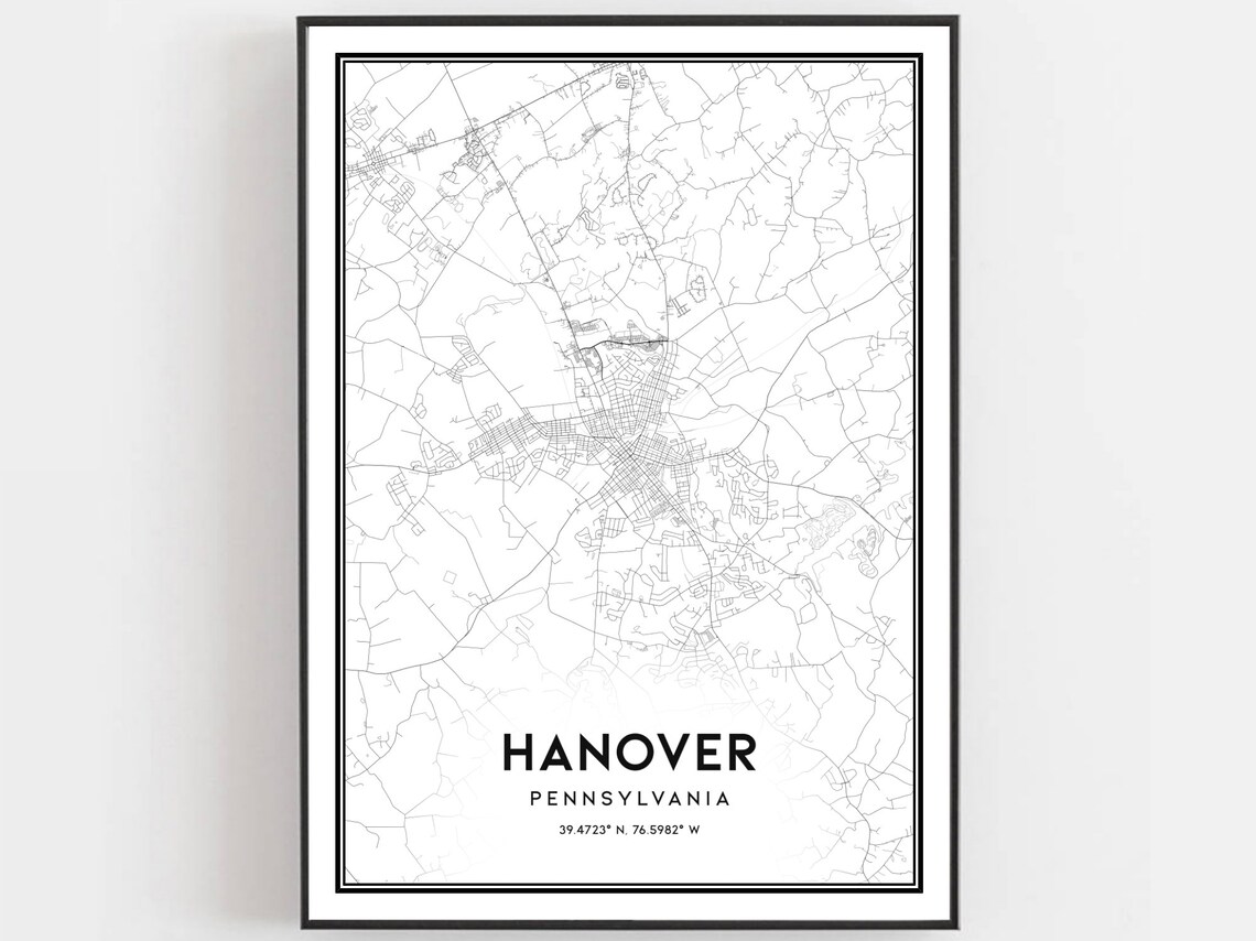Hanover Pennsylvania City Map Minimalist Street Road Art Print