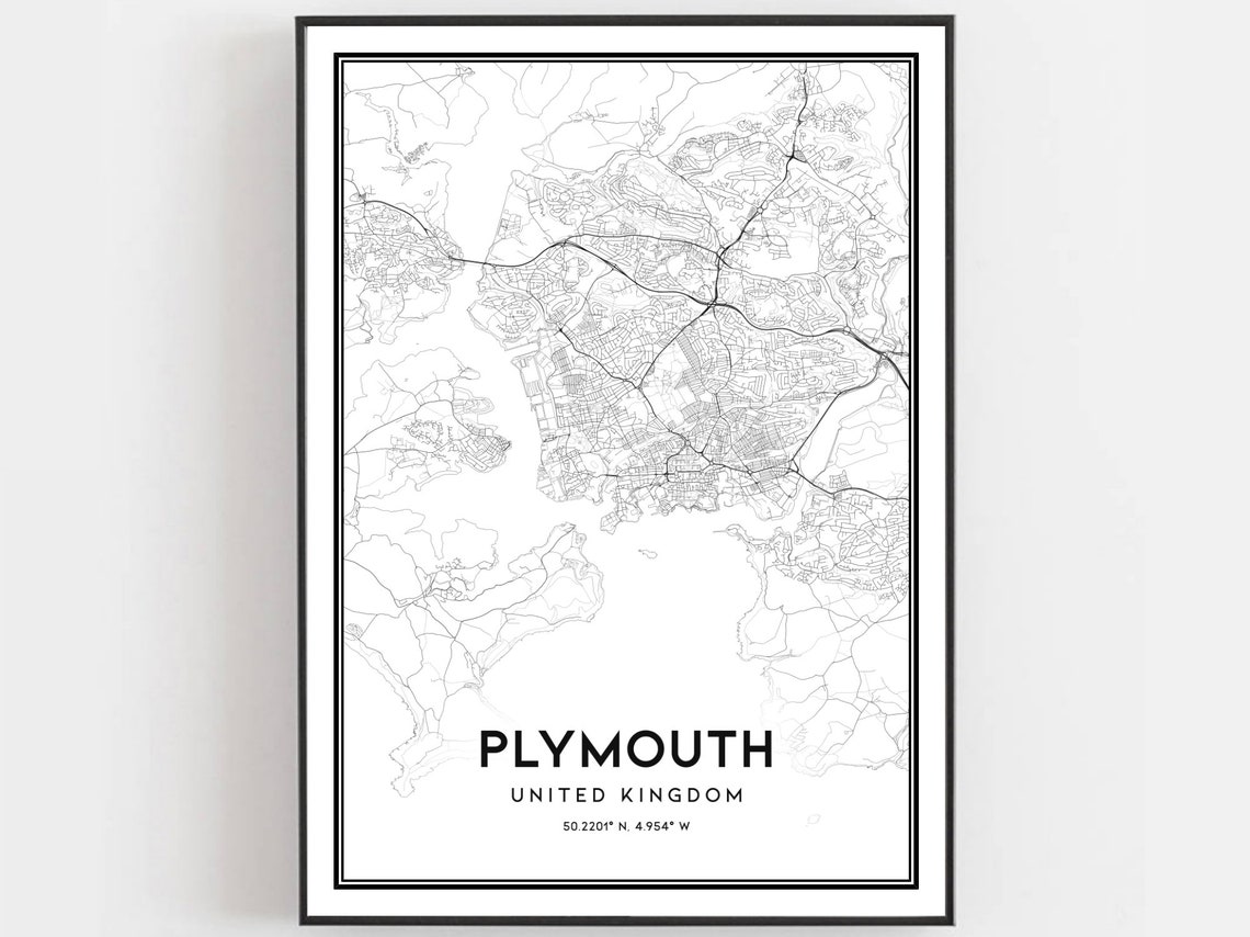 Plymouth Map Poster, City Street Decor