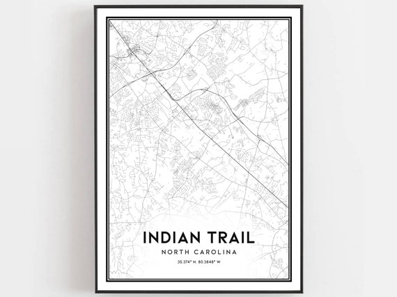Trail Map Poster, North Carolina Street Decor