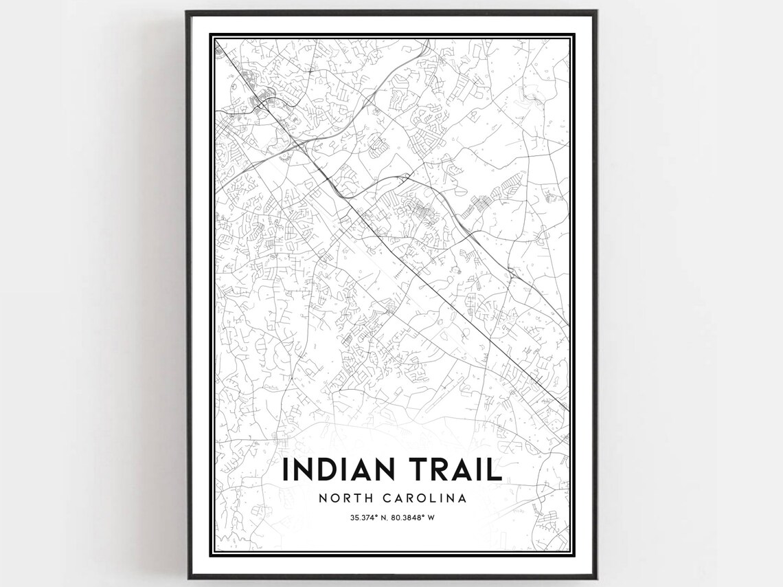 Trail Map Poster, North Carolina Street Decor