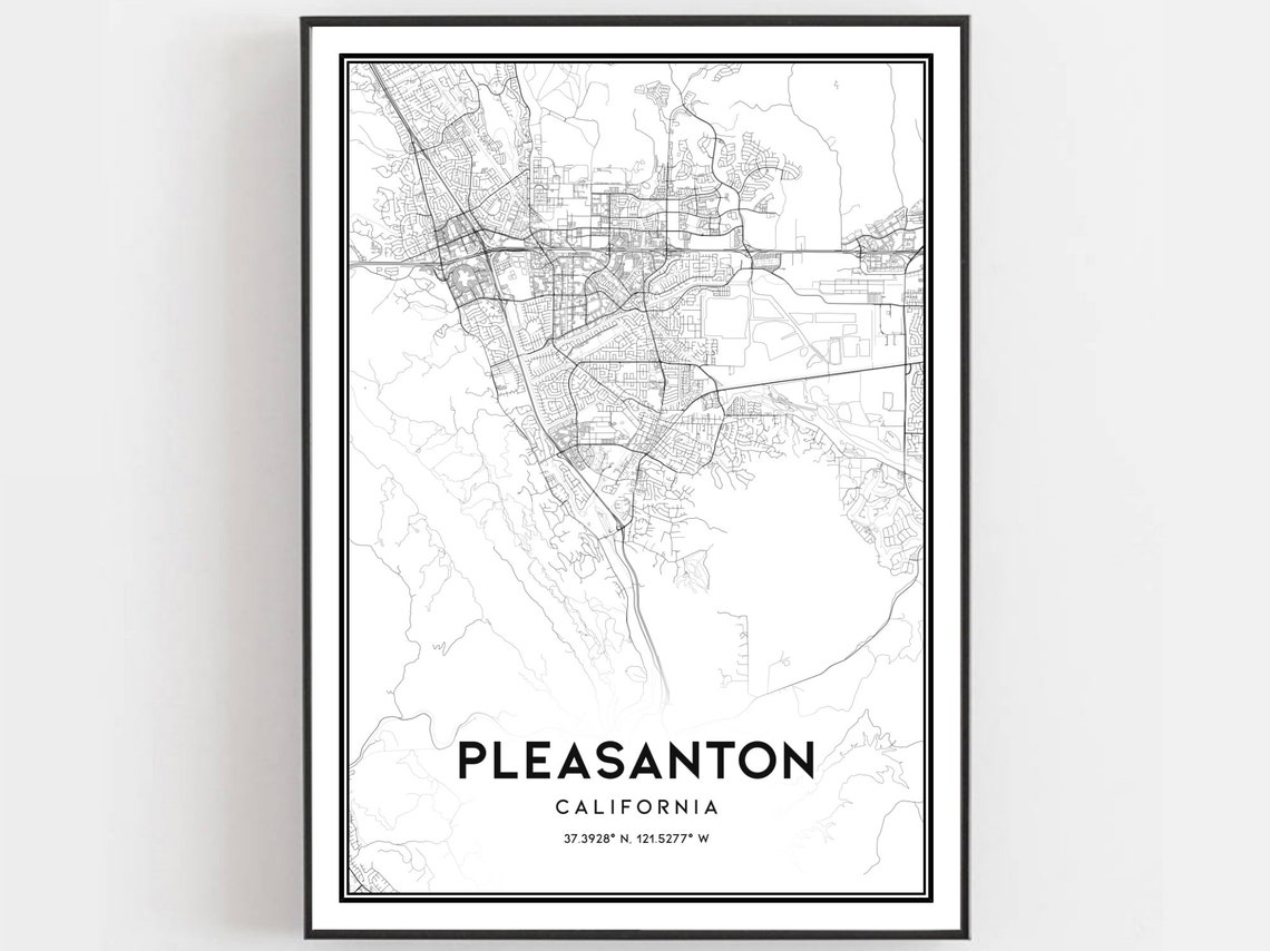 Pleasanton Map Print Poster Wall Art Ca City Street Decor Road Gift B989