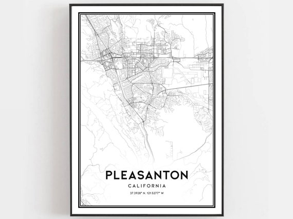 Pleasanton Map Print Poster Wall Art Ca City Street Decor Road Gift B989