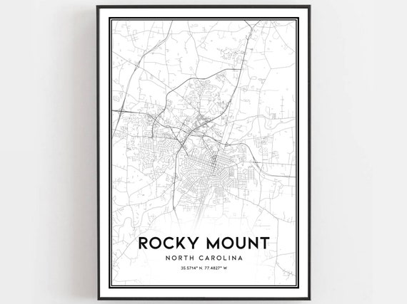 Rocky Mount Map Print Poster Wall Art Nc City North Carolina Street Decor Road Gift B1161