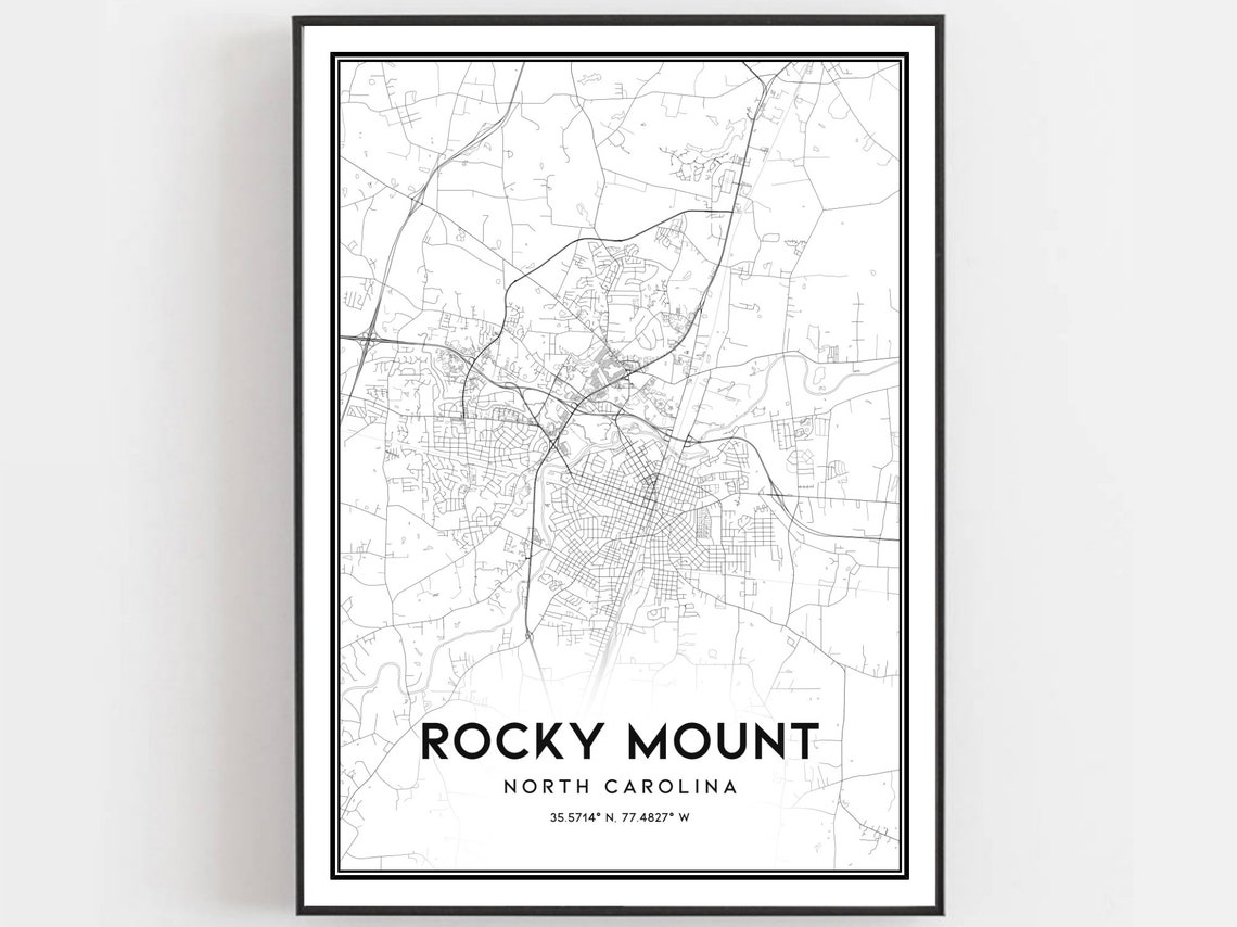 Rocky Mount North Carolina Minimalist City Street Map Wall Art