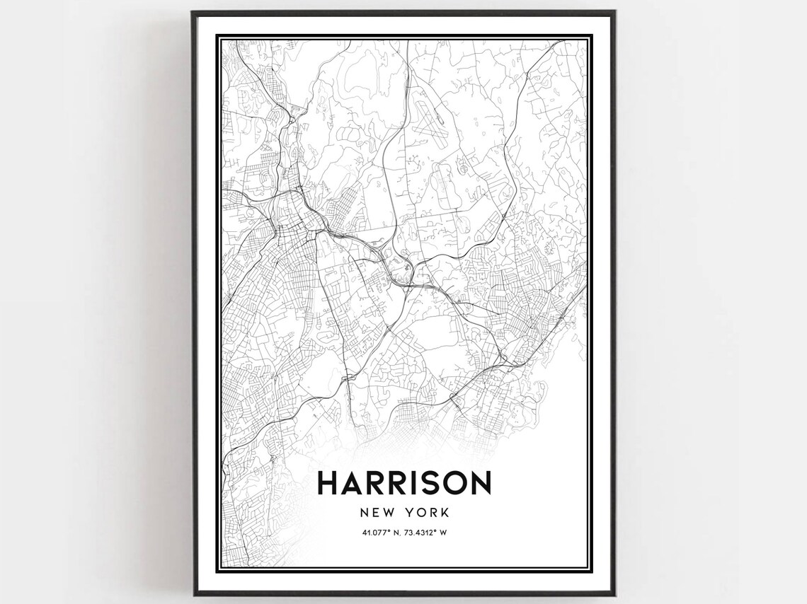 Harrison Map Print, NYC Street Decor Gift