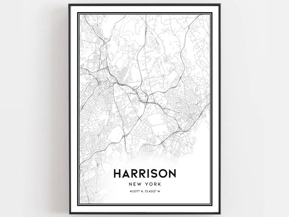 Harrison Map Print, NYC Street Decor Gift
