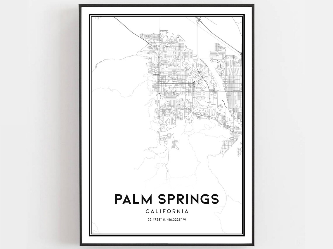 Palm Springs California Street Map Minimalist Black White Poster