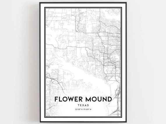 Flower Mound Map, Texas Street Decor Poster
