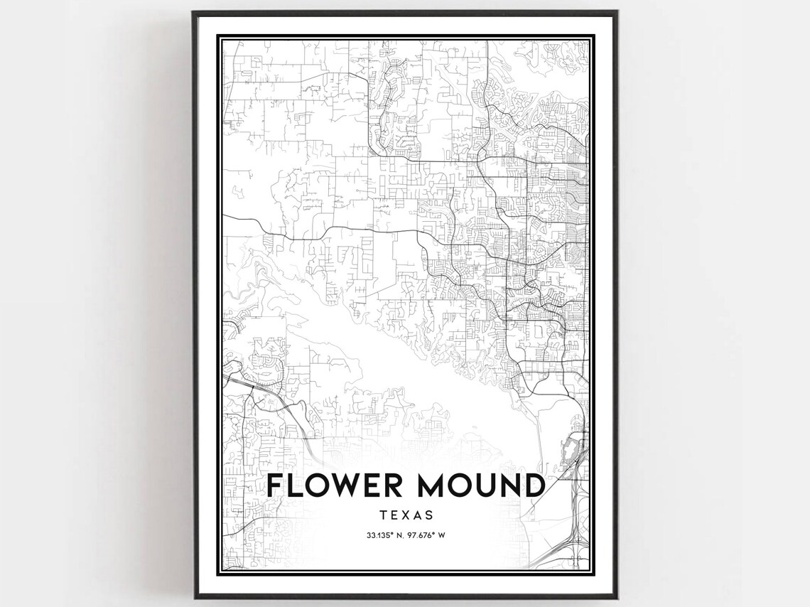 Flower Mound Map, Texas Street Decor Poster