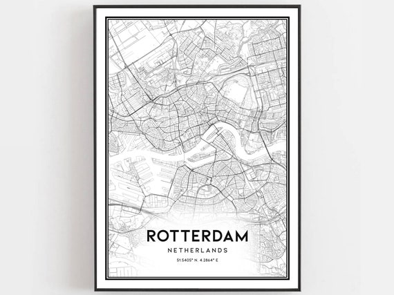 Rotterdam Map Print Poster Wall Art City Street Decor Road Gift