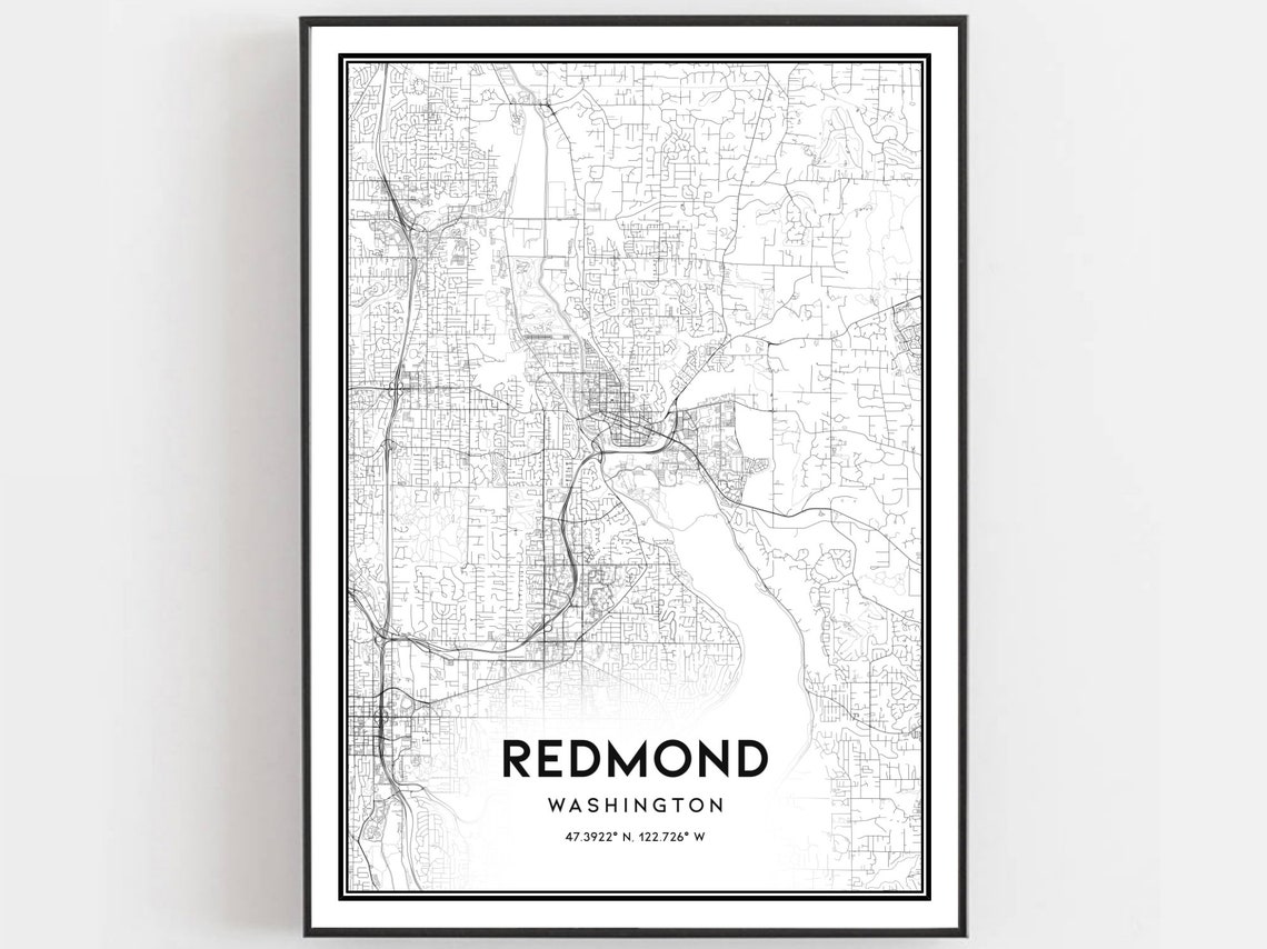 Redmond Washington City Street Map Minimalist Line Art Poster