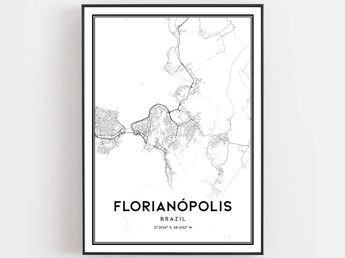 Florianopolis Map Poster, City Street Decor
