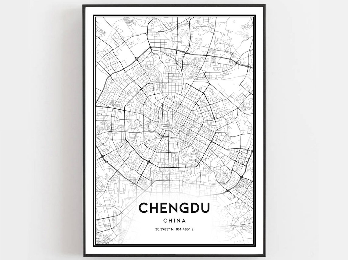 Chengdu Map Poster, City Street Decor