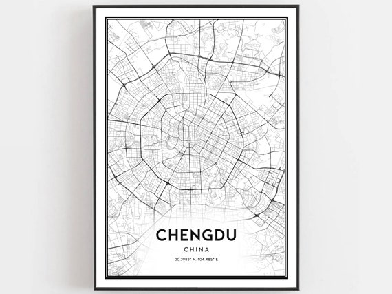 Chengdu Map Poster, City Street Decor