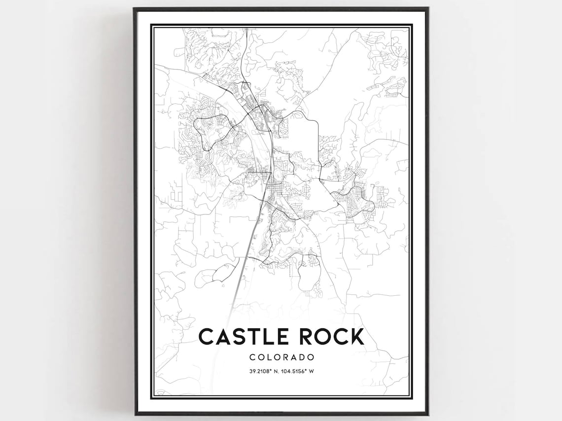 Castle Rock Map, Colorado City Street Poster