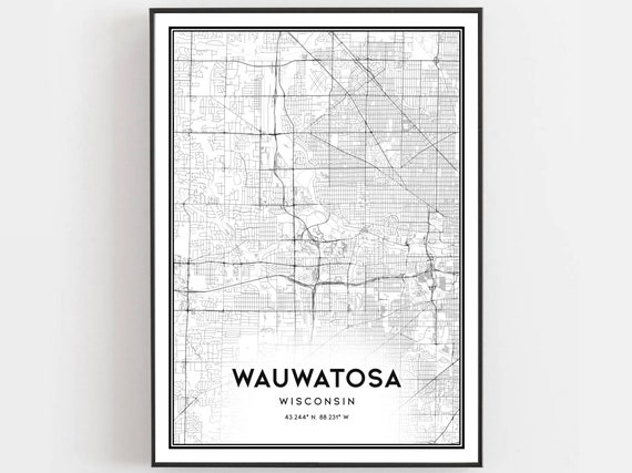 Wauwatosa Map Poster, Wisconsin Street Decor