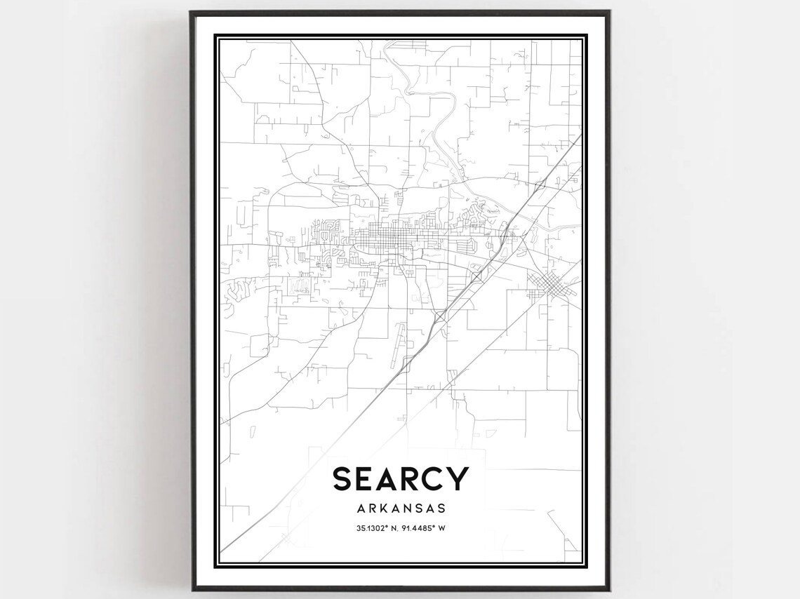 Searcy Map Print, Arkansas Street Travel Poster