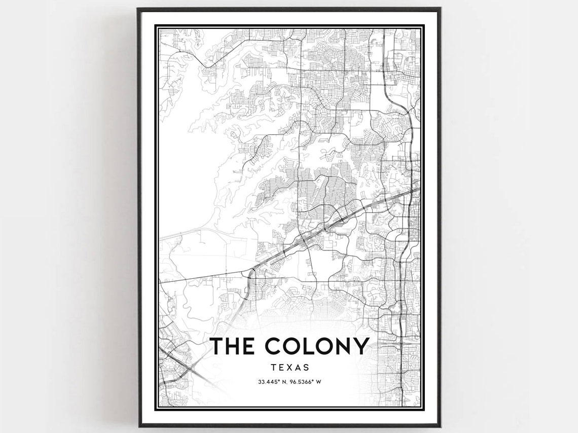 The Colony Texas City Street Map Coordinates Minimalist Art Poster
