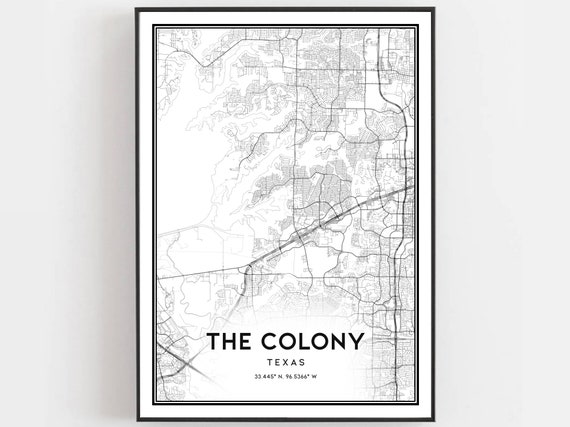 The Colony Map Print Poster Wall Art Tx City Texas Street Decor Road Gift B1548