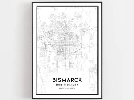 Bismarck Map Print Poster Wall Art Nd City North Dakota Street Decor Road Gift B883
