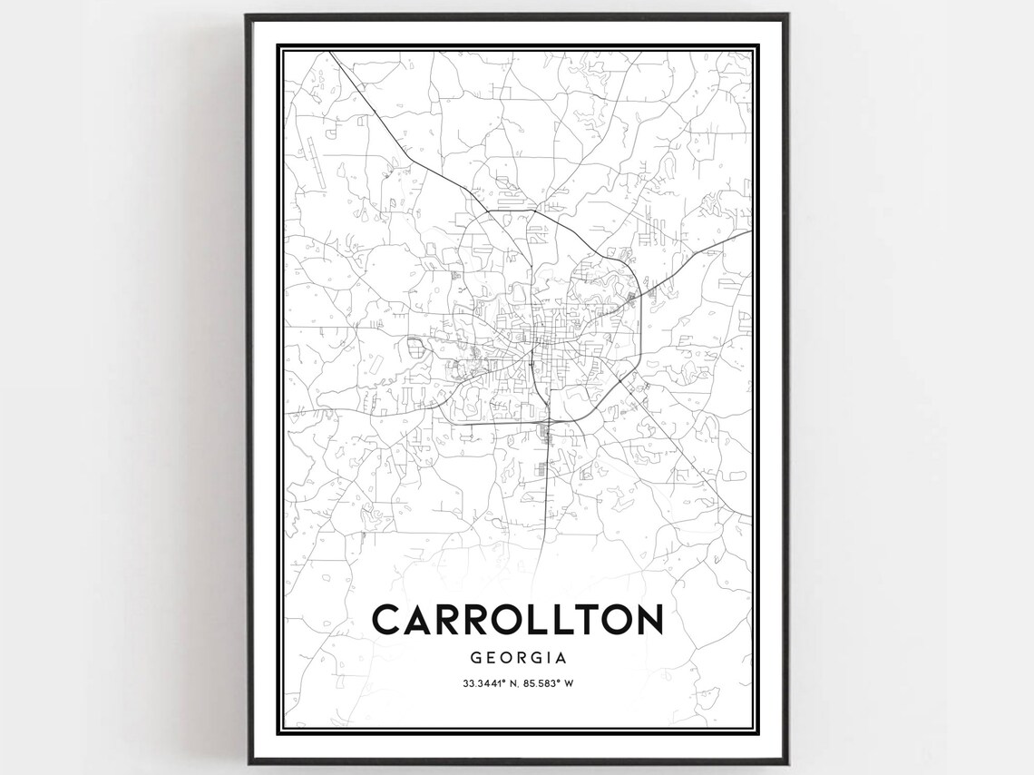 Carrollton Map Poster, Georgia Street Decor