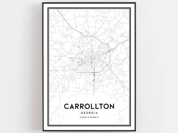 Carrollton Map Poster, Georgia Street Decor