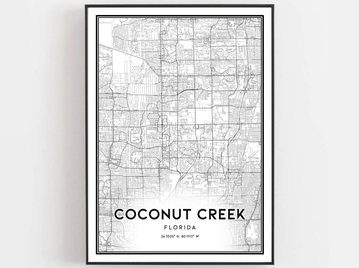 Coconut Creek Florida City Street Map Minimalist Line Art Map Poster