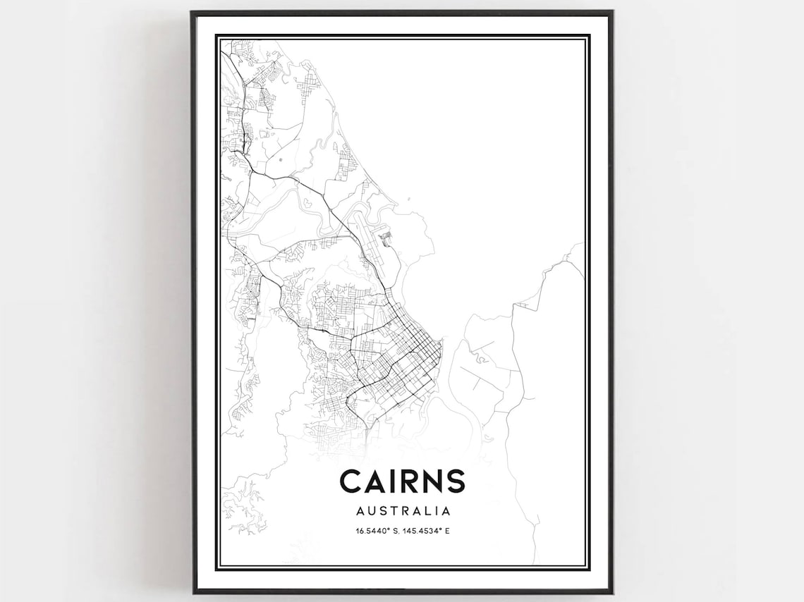 Cairns Australia Minimalist City Street Map Coastal Line Art Poster